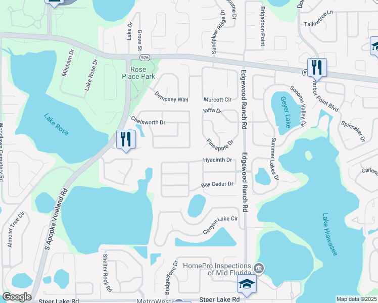 map of restaurants, bars, coffee shops, grocery stores, and more near 8039 Wellsmere Circle in Orlando