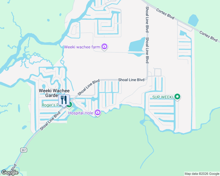 map of restaurants, bars, coffee shops, grocery stores, and more near 7260 Coventry Court in Spring Hill