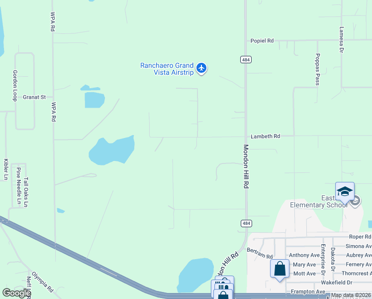 map of restaurants, bars, coffee shops, grocery stores, and more near 26184 Lambeth Road in Brooksville