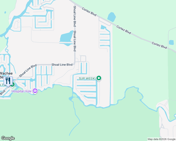 map of restaurants, bars, coffee shops, grocery stores, and more near 7270 Arbordale Drive in Spring Hill
