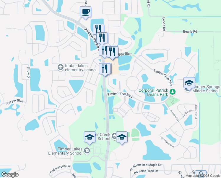 map of restaurants, bars, coffee shops, grocery stores, and more near 706 Terrace Spring Drive in Orlando