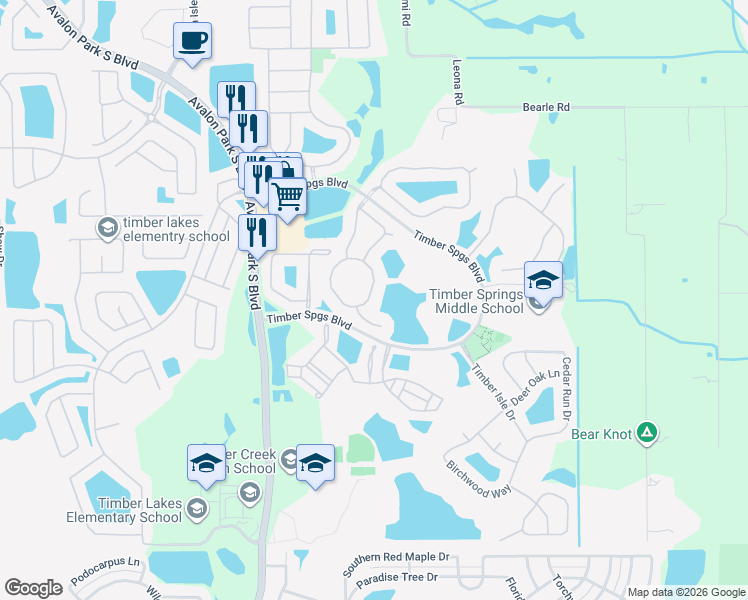 map of restaurants, bars, coffee shops, grocery stores, and more near 826 Spring Oak Circle in Orlando
