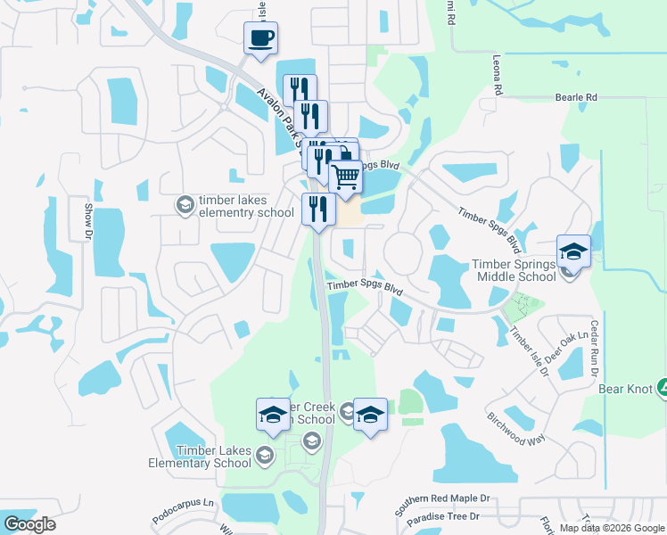 map of restaurants, bars, coffee shops, grocery stores, and more near 706 Terrace Spring Drive in Orlando
