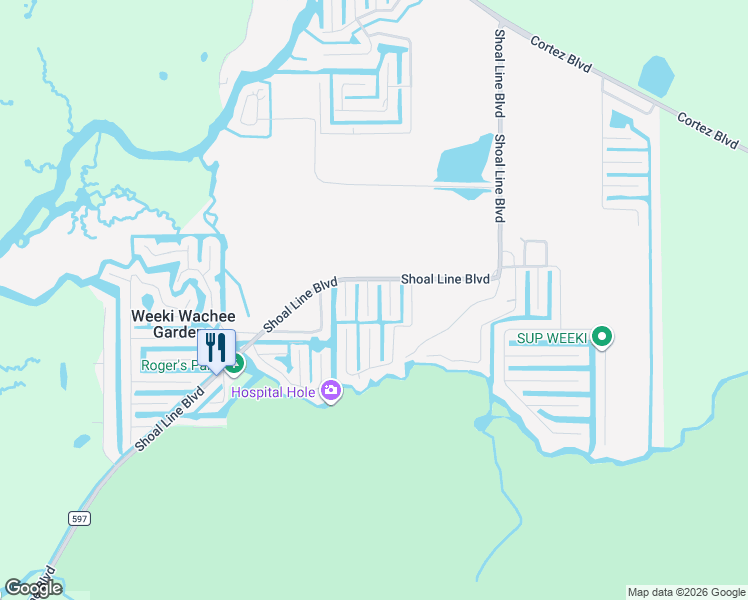 map of restaurants, bars, coffee shops, grocery stores, and more near 7260 Coventry Court in Spring Hill