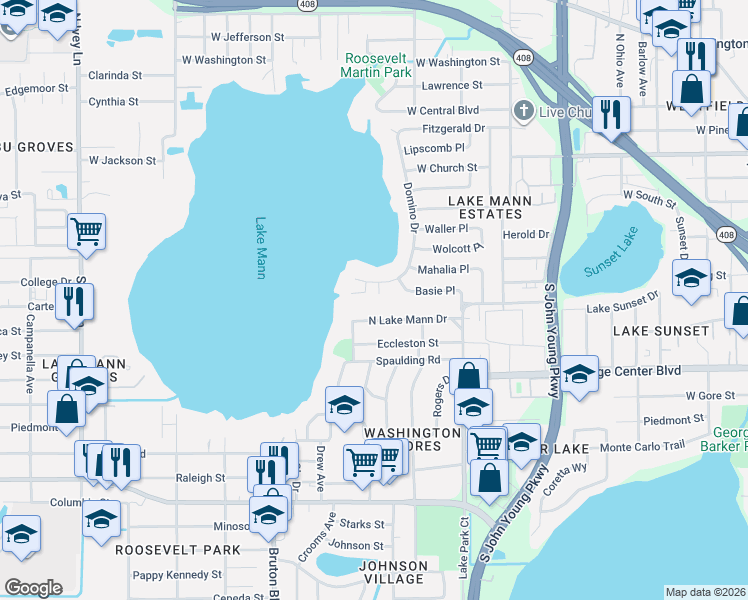 map of restaurants, bars, coffee shops, grocery stores, and more near 635 Mays Court in Orlando