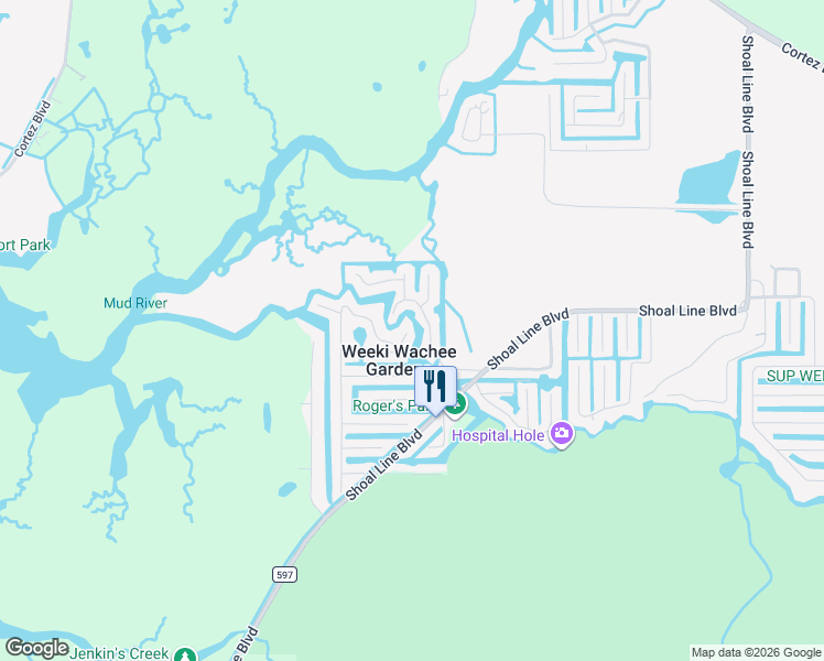 map of restaurants, bars, coffee shops, grocery stores, and more near 5319 Tuscawilla Court in Spring Hill