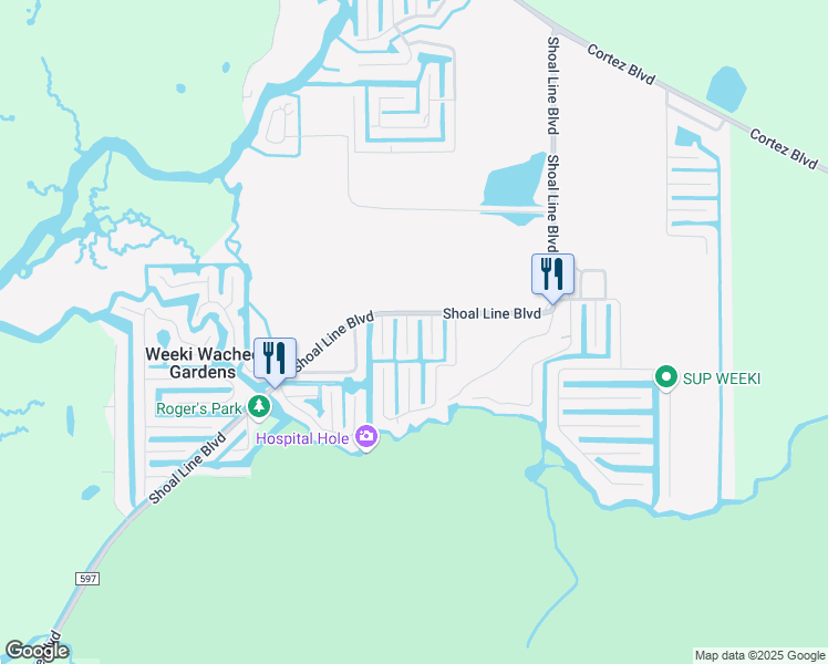 map of restaurants, bars, coffee shops, grocery stores, and more near 7264 Coventry Court in Spring Hill