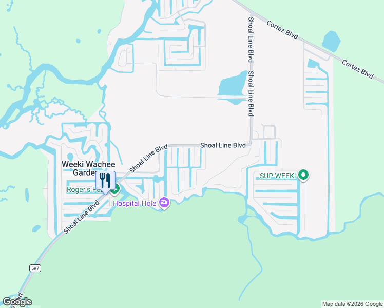 map of restaurants, bars, coffee shops, grocery stores, and more near 7260 Coventry Court in Spring Hill