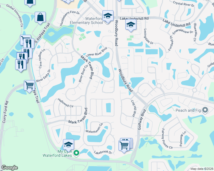 map of restaurants, bars, coffee shops, grocery stores, and more near 12805 Cane Pole Court in Orlando