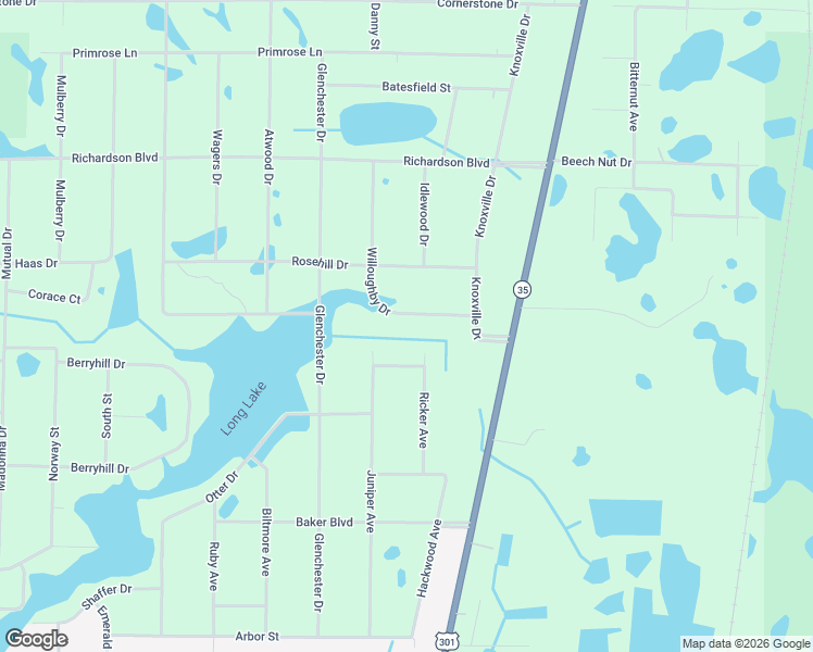 map of restaurants, bars, coffee shops, grocery stores, and more near 7255 Willoughby Drive in Webster