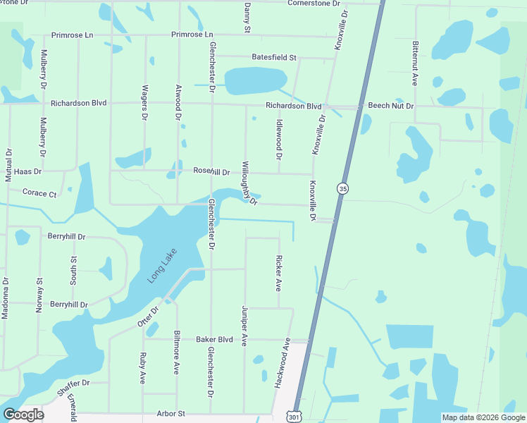 map of restaurants, bars, coffee shops, grocery stores, and more near 7255 Willoughby Drive in Webster