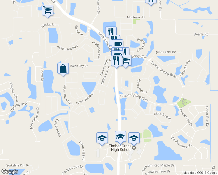 map of restaurants, bars, coffee shops, grocery stores, and more near 14124 Evening Sky Pl in Orlando