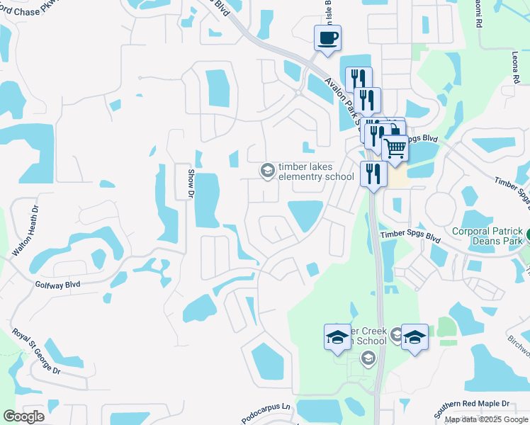 map of restaurants, bars, coffee shops, grocery stores, and more near 13544 Hidden Forest Circle in Orlando