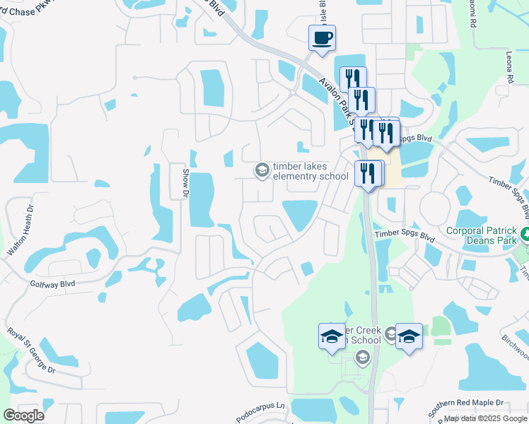 map of restaurants, bars, coffee shops, grocery stores, and more near 13532 Hidden Forest Circle in Orlando