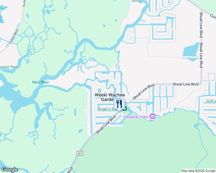 map of restaurants, bars, coffee shops, grocery stores, and more near 5274 Tuscawilla Drive in Spring Hill