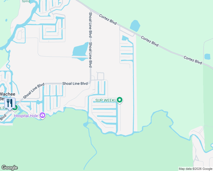 map of restaurants, bars, coffee shops, grocery stores, and more near 6354 Richard Drive in Weeki Wachee
