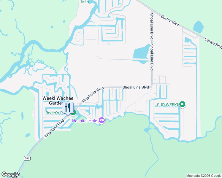 map of restaurants, bars, coffee shops, grocery stores, and more near 7260 Coventry Court in Spring Hill