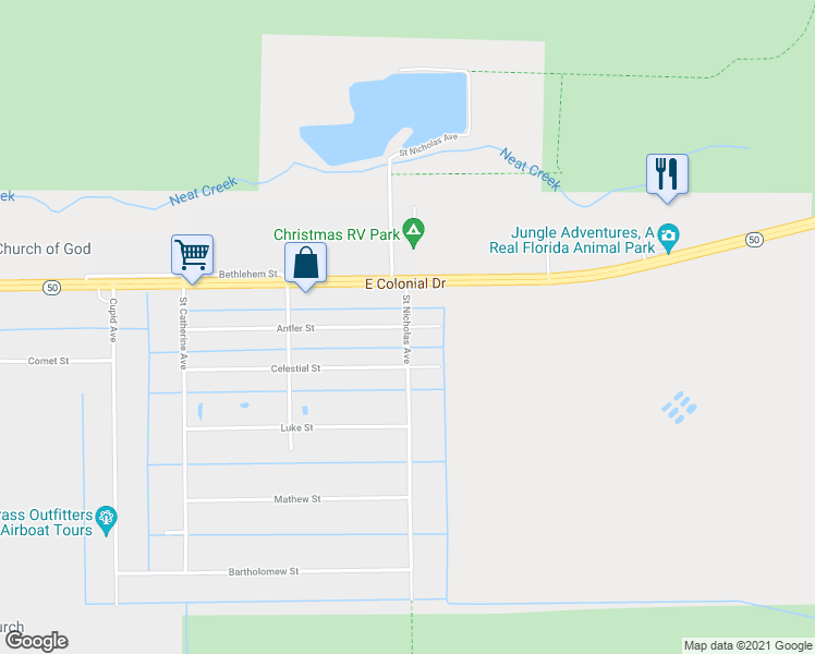 map of restaurants, bars, coffee shops, grocery stores, and more near 853 Saint Nicholas Avenue in Christmas