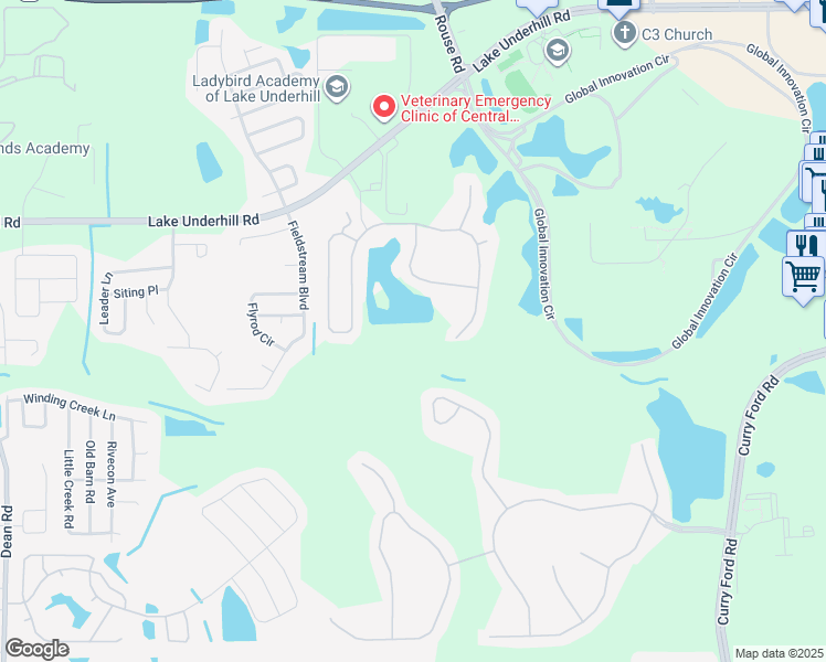 map of restaurants, bars, coffee shops, grocery stores, and more near 10824 Cypress Trail Drive in Orlando