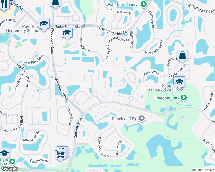 map of restaurants, bars, coffee shops, grocery stores, and more near 203 Wild Pine Point in Orlando