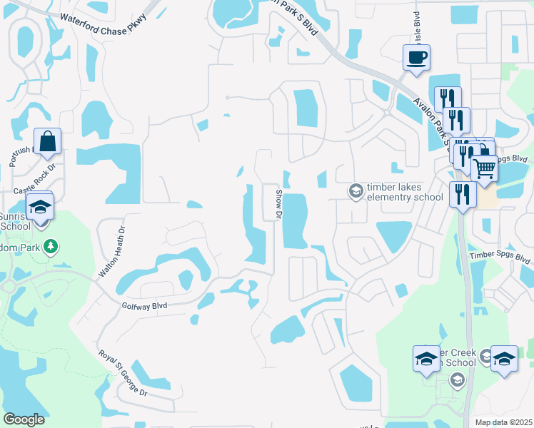 map of restaurants, bars, coffee shops, grocery stores, and more near 1485 Anna Catherine Drive in Orlando