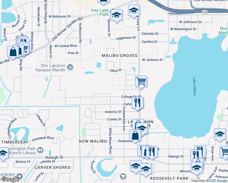 map of restaurants, bars, coffee shops, grocery stores, and more near 4548 Huppel Ave in Orlando