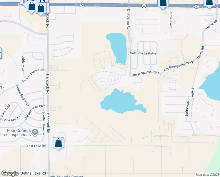 map of restaurants, bars, coffee shops, grocery stores, and more near 2235 Garden Belle Drive in Clermont