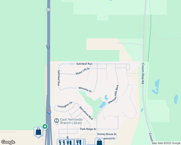 map of restaurants, bars, coffee shops, grocery stores, and more near 7189 Potentilla Court in Brooksville