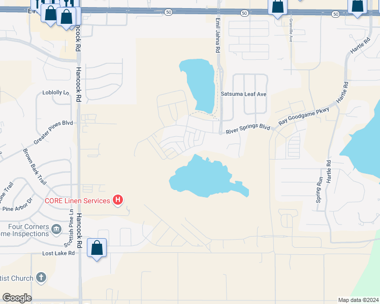 map of restaurants, bars, coffee shops, grocery stores, and more near 2235 Garden Belle Drive in Clermont