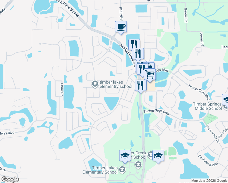 map of restaurants, bars, coffee shops, grocery stores, and more near 14113 Morning Frost Drive in Orlando
