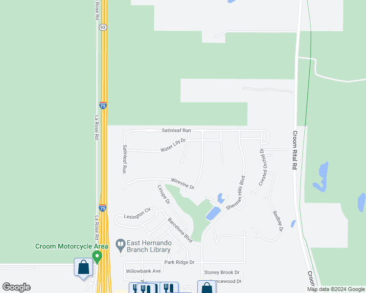 map of restaurants, bars, coffee shops, grocery stores, and more near 7189 Potentilla Court in Brooksville