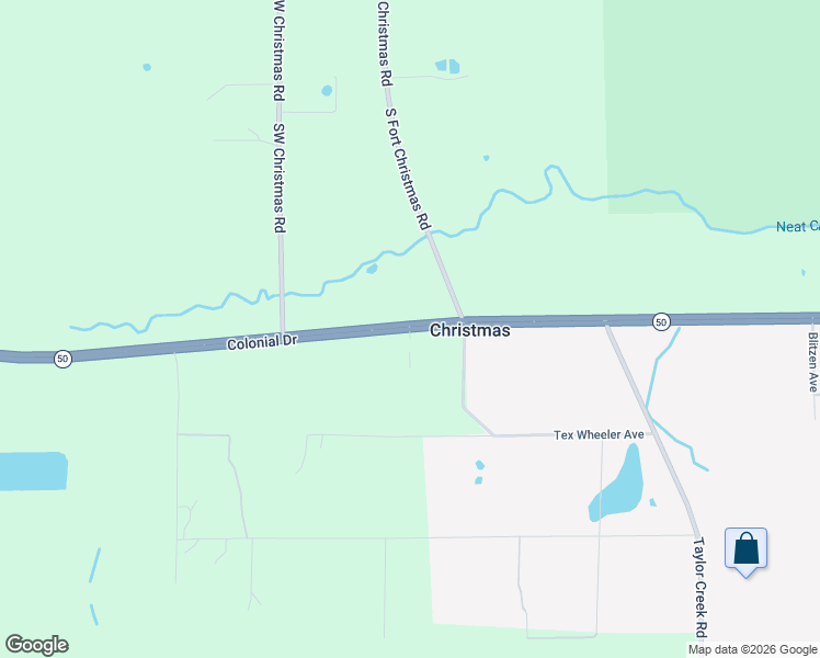 map of restaurants, bars, coffee shops, grocery stores, and more near Florida 50 in Christmas