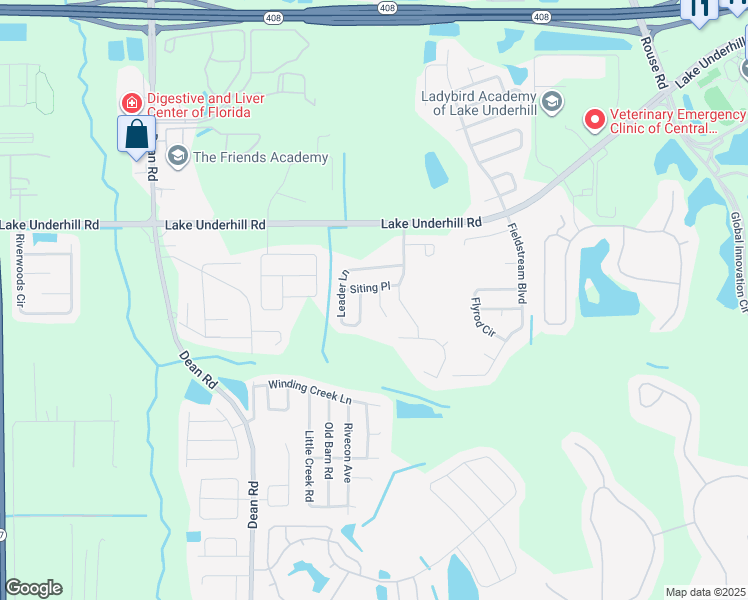 map of restaurants, bars, coffee shops, grocery stores, and more near 10530 Leader Lane in Orlando