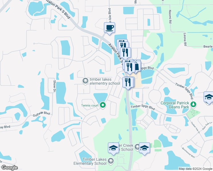 map of restaurants, bars, coffee shops, grocery stores, and more near 13837 Morning Frost Drive in Orlando