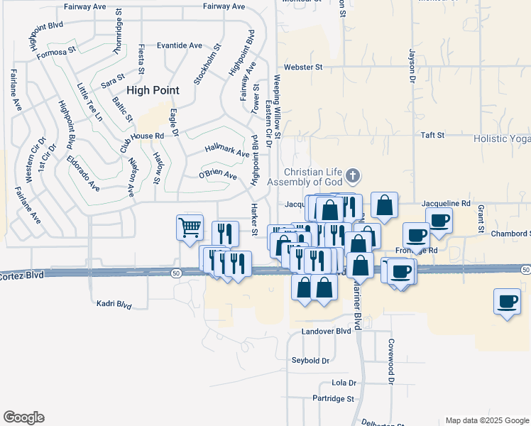 map of restaurants, bars, coffee shops, grocery stores, and more near 12520 Harker Street in Brooksville