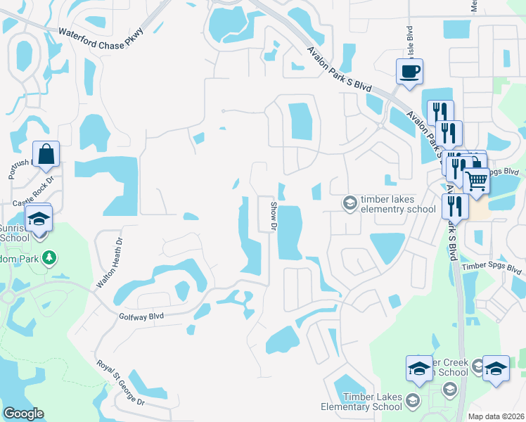 map of restaurants, bars, coffee shops, grocery stores, and more near 1485 Anna Catherine Drive in Orlando