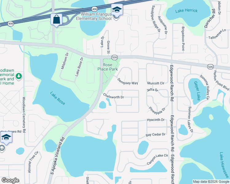 map of restaurants, bars, coffee shops, grocery stores, and more near 7901 Wellsmere Circle in Orlando