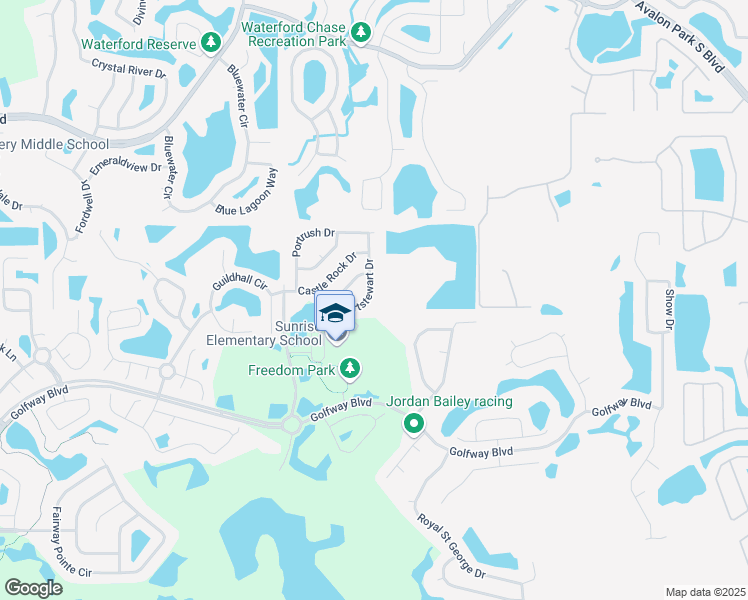 map of restaurants, bars, coffee shops, grocery stores, and more near 233 Portstewart Drive in Orlando