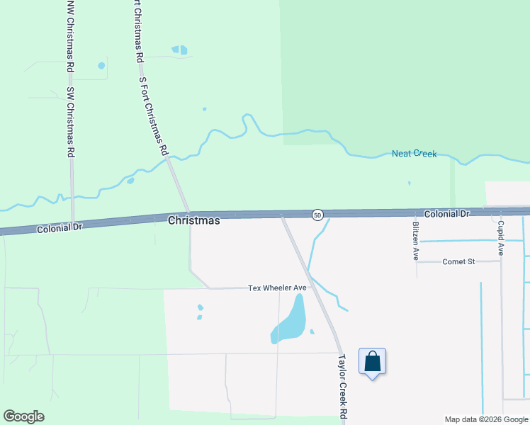 map of restaurants, bars, coffee shops, grocery stores, and more near East Colonial Drive in Christmas