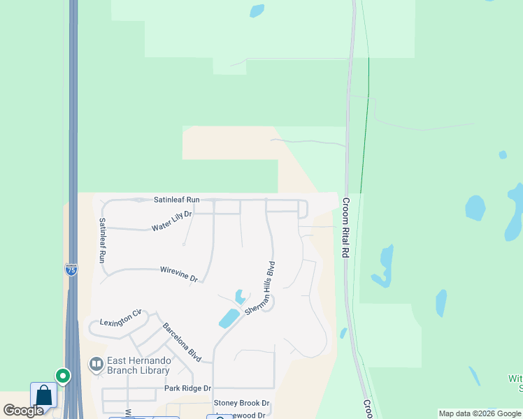 map of restaurants, bars, coffee shops, grocery stores, and more near 7325 Sherman Hills Boulevard in Brooksville