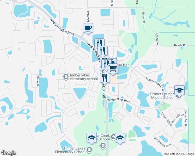 map of restaurants, bars, coffee shops, grocery stores, and more near 1219 Falling Star Lane in Orlando