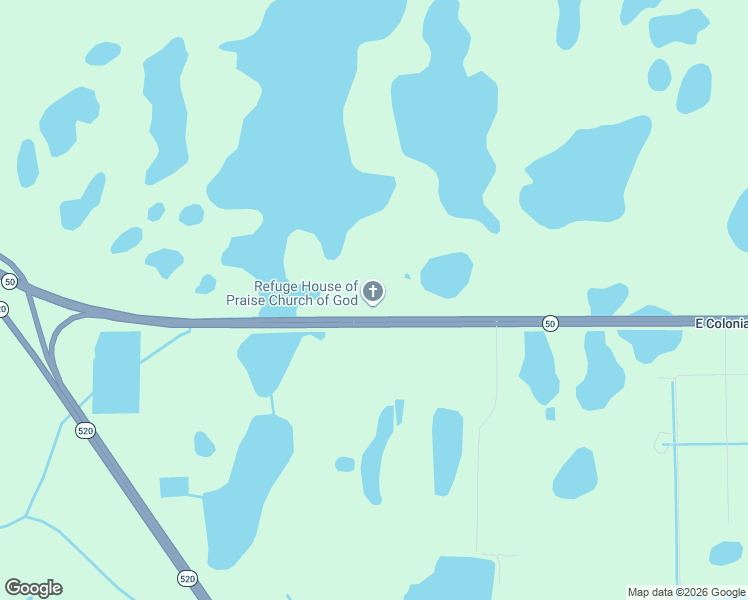map of restaurants, bars, coffee shops, grocery stores, and more near 20931 East Colonial Drive in Christmas