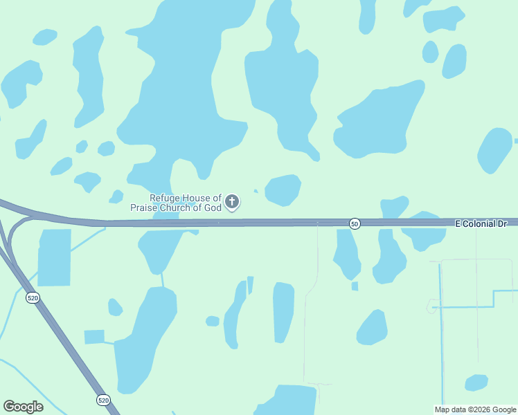 map of restaurants, bars, coffee shops, grocery stores, and more near 20971 East Colonial Drive in Christmas
