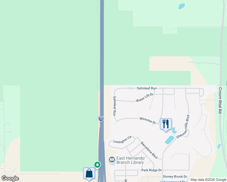 map of restaurants, bars, coffee shops, grocery stores, and more near 30654 hydrangea ct in Brooksville