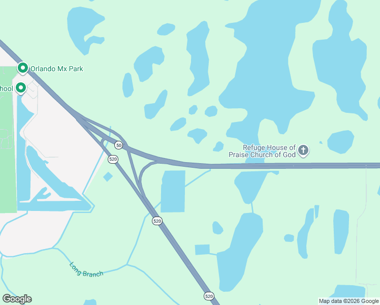 map of restaurants, bars, coffee shops, grocery stores, and more near 20285 East Colonial Drive in Christmas
