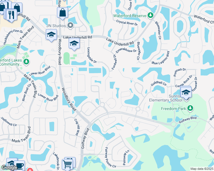 map of restaurants, bars, coffee shops, grocery stores, and more near 233 Lexingdale Drive in Orlando
