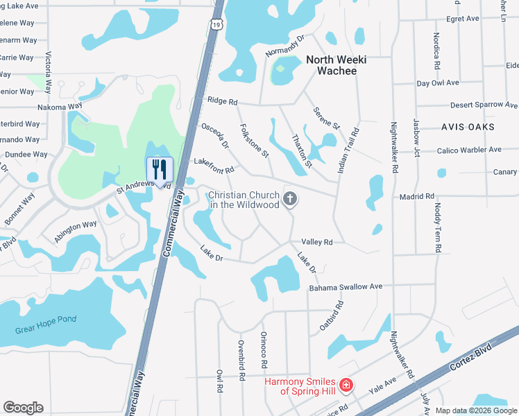 map of restaurants, bars, coffee shops, grocery stores, and more near 9508 Country Road in Spring Hill