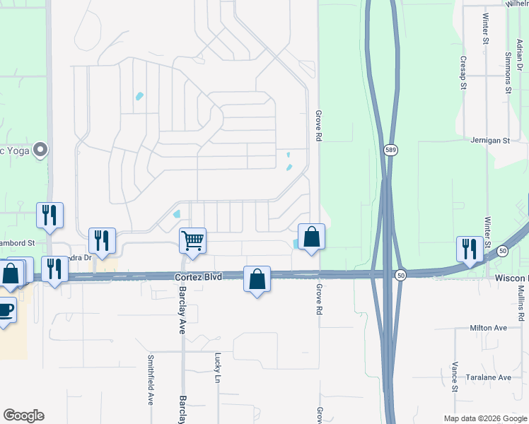 map of restaurants, bars, coffee shops, grocery stores, and more near 7358 Devine Avenue in Brooksville