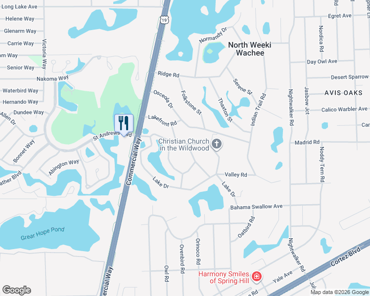 map of restaurants, bars, coffee shops, grocery stores, and more near 9508 Country Road in Weeki Wachee
