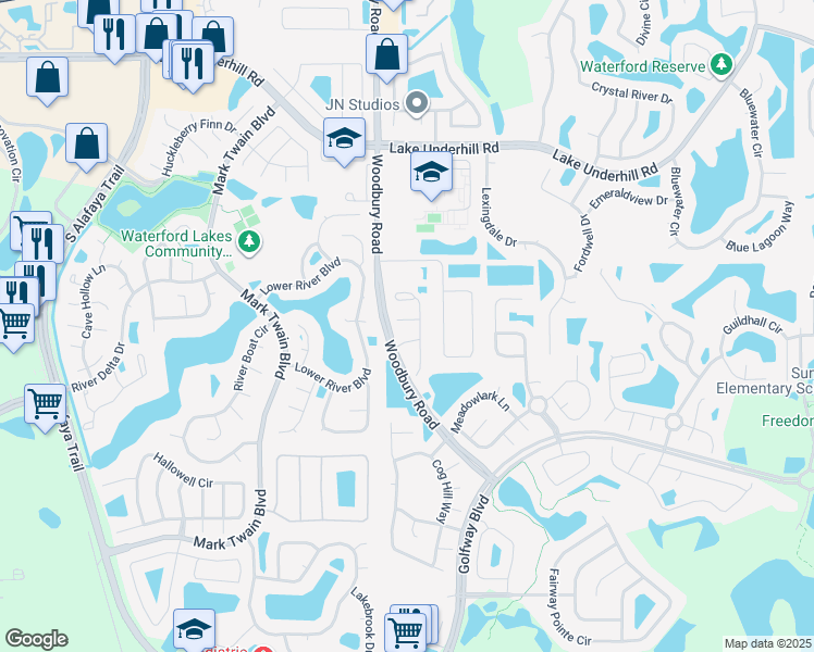 map of restaurants, bars, coffee shops, grocery stores, and more near 13026 Quail Court in Orlando